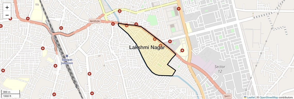 Location Map of Lakshmi Nagar, Sonipat