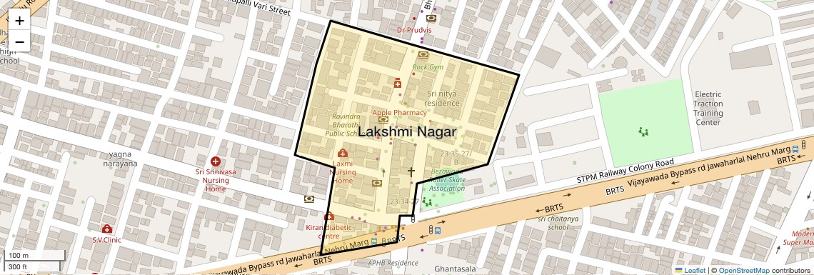 Location Map of Lakshmi Nagar, Vijayawada