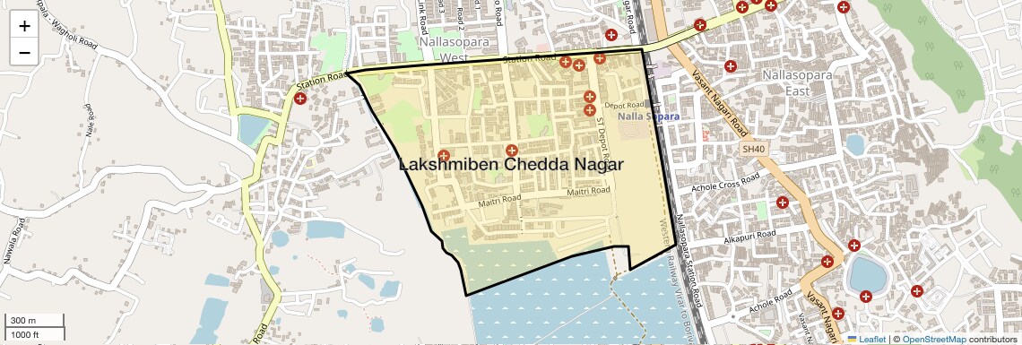 Location Map of Lakshmiben Chedda Nagar, Palghar