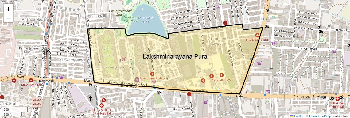 Location Map of Lakshminarayana Pura, Bangalore