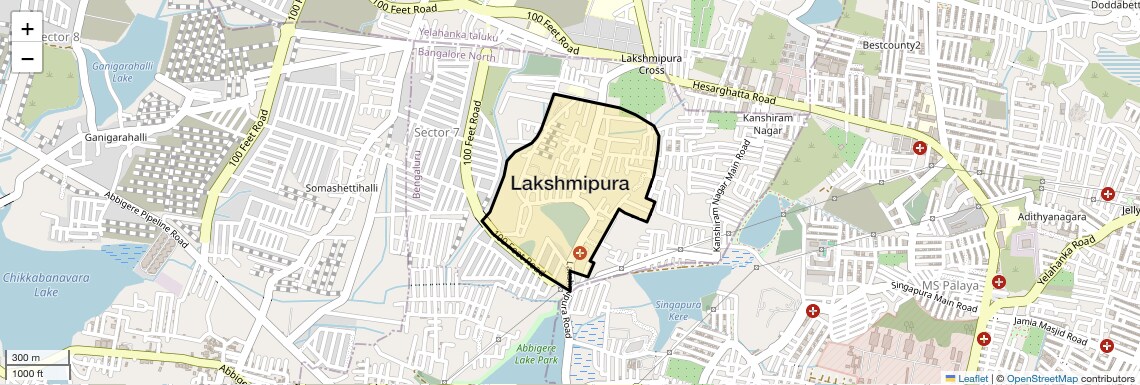 Location Map of Lakshmipura, Bangalore