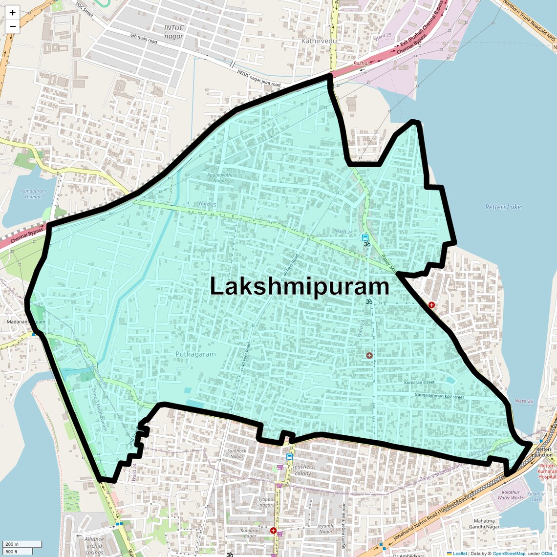 Location Map of Lakshmipuram, Chennai