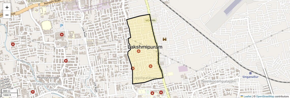 Location Map of Lakshmipuram, Coimbatore