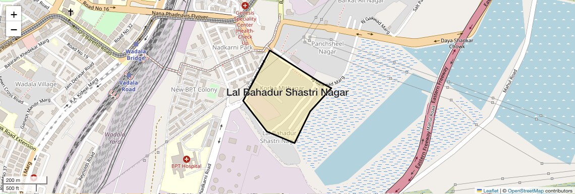 Location Map of Lal Bahadur Shastri Nagar, Mumbai