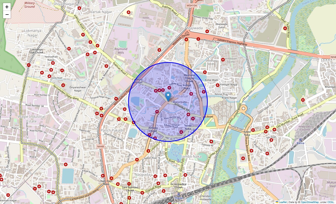 Location Map of Lal Bahadur Shastri Road, Thane
