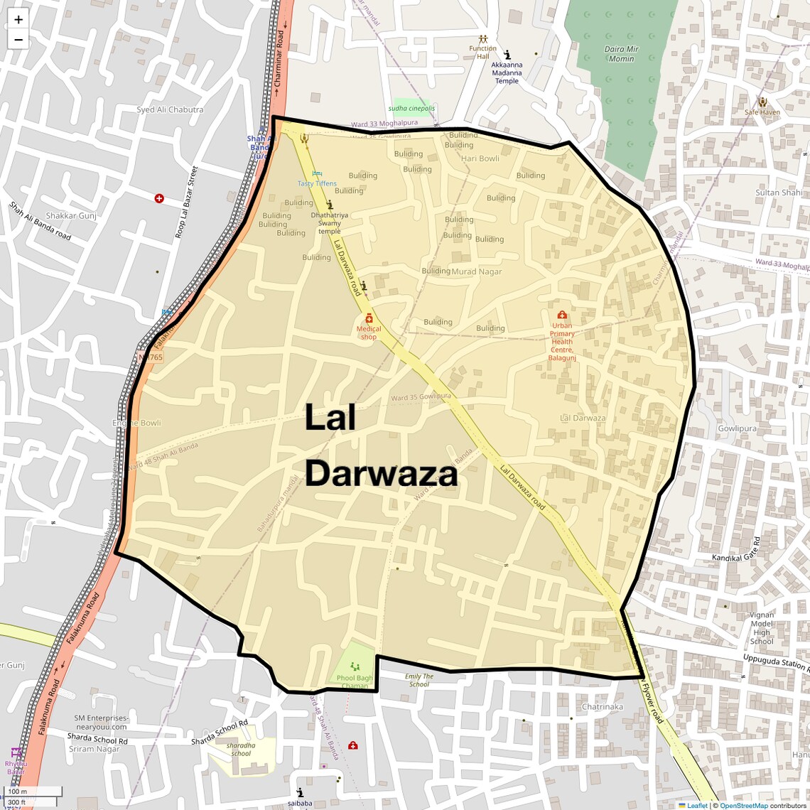 Location Map of Lal Darwaza, Hyderabad