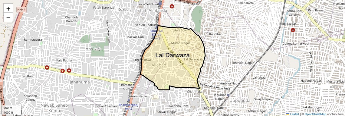 Location Map of Lal Darwaza, Hyderabad
