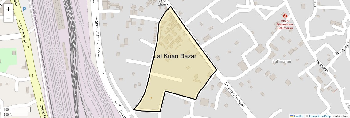 Location Map of Lal Kuan Bazar, Delhi