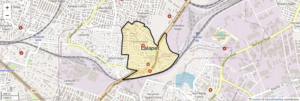Location Map of Lalapet, Hyderabad