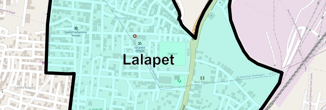 Location Map of Lalapet, Hyderabad