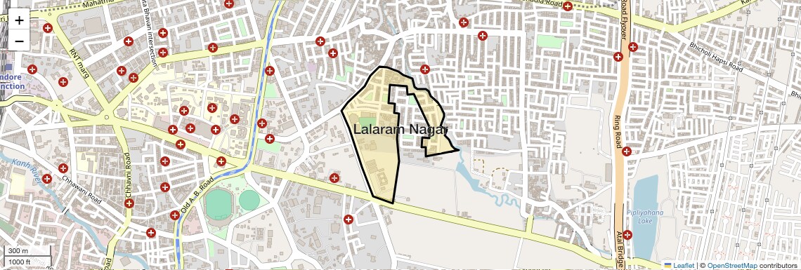 Location Map of Lalaram Nagar, Indore