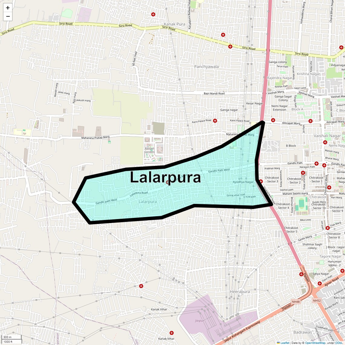 Location Map of Lalarpura, Jaipur
