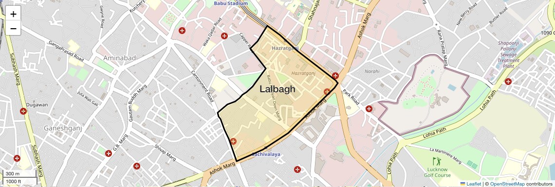 Location Map of Lalbagh, Lucknow