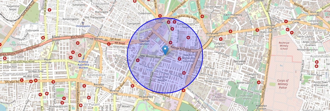 Location Map of Lalbagh Rd, Bangalore