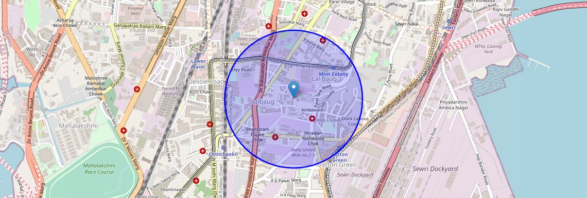 Location Map of Lalbaug, Mumbai