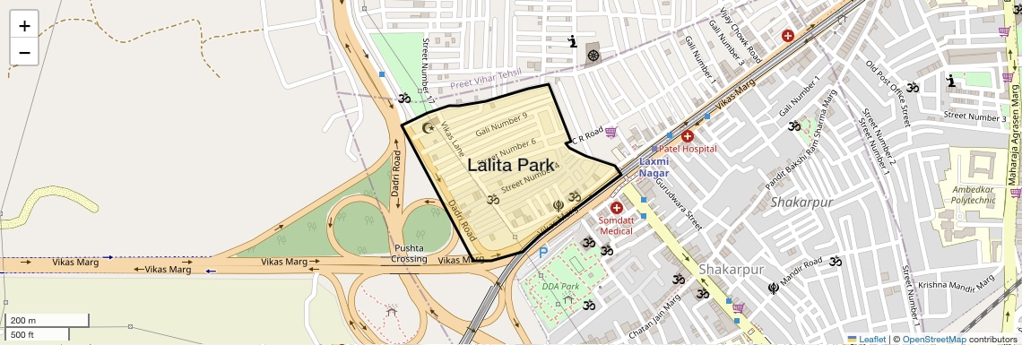 Location Map of Lalita Park, Delhi
