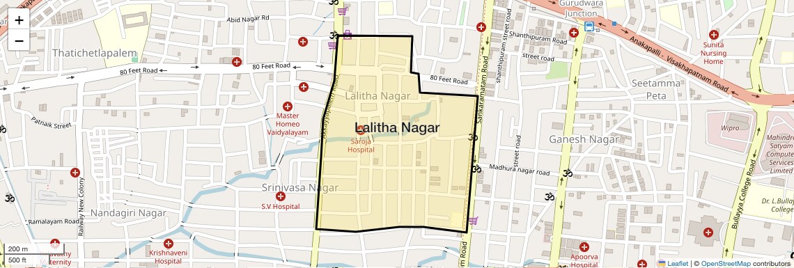 Location Map of Lalitha Nagar, Vizag