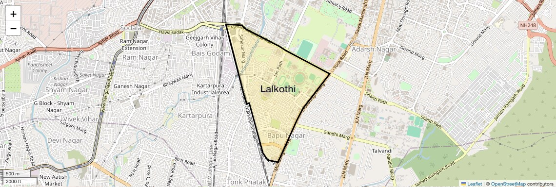 Location Map of Lalkothi, Jaipur