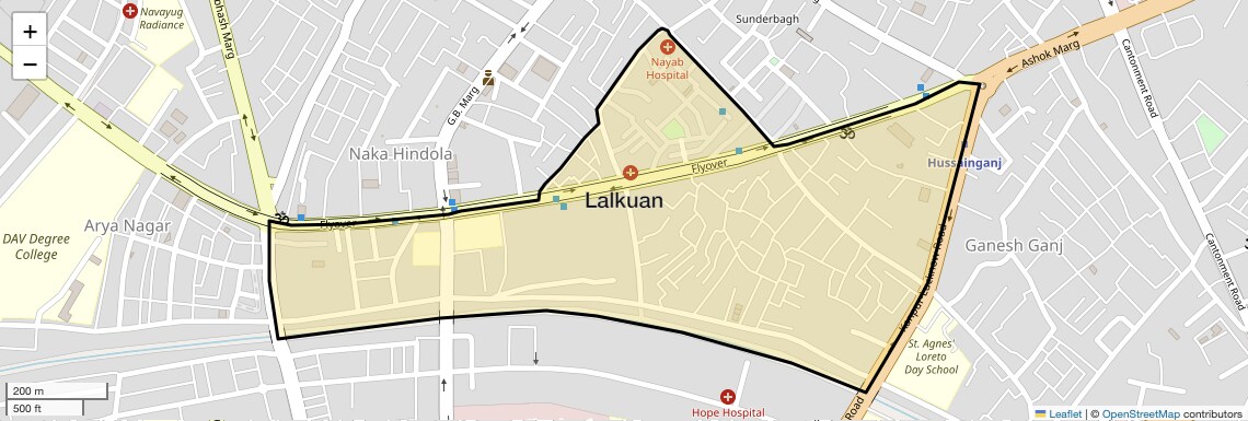 Location Map of Lalkuan, Lucknow