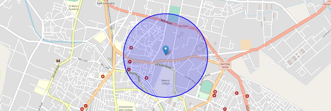 Location Map of Lalkurti Bazaar, Meerut