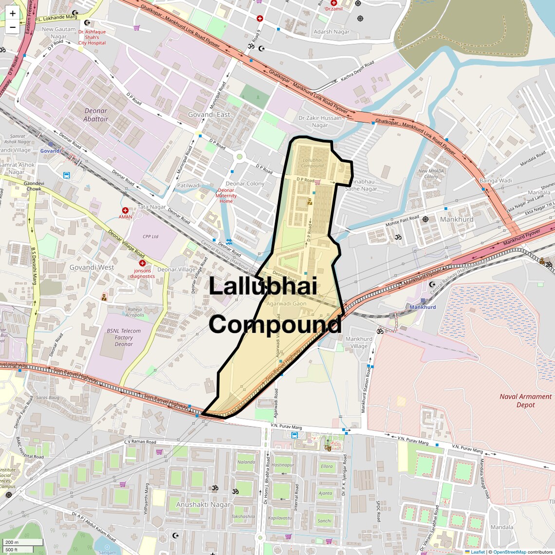 Location Map of Lallubhai Compound, Mumbai