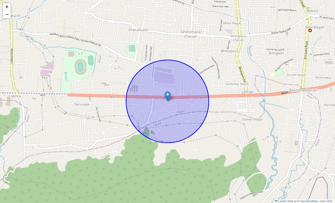 Location Map of Lalmati, Guwahati