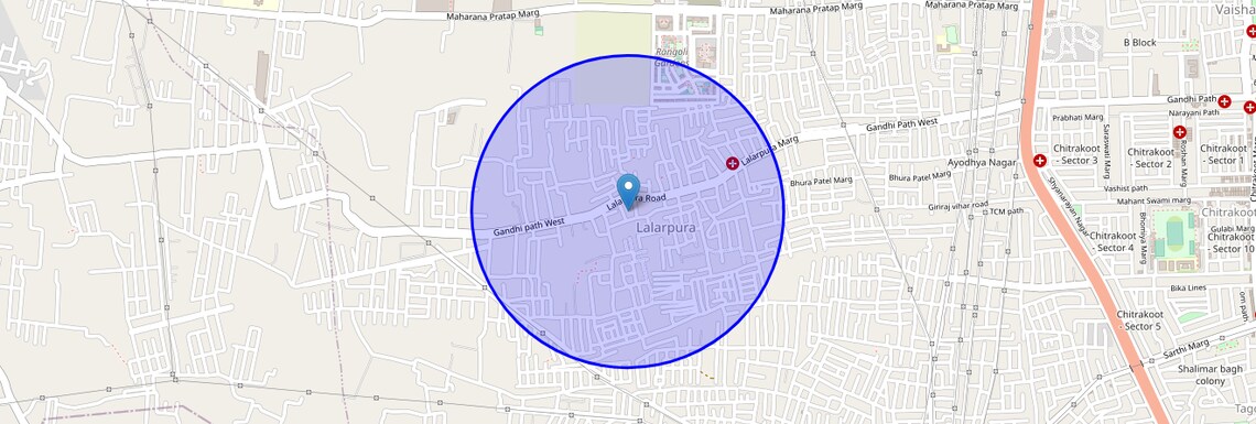 Location Map of Lalupara, Jaipur