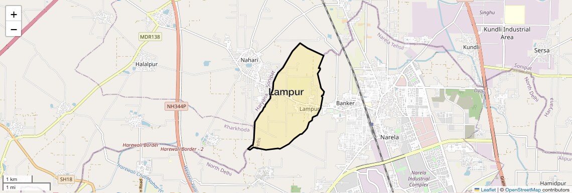 Location Map of Lampur, Delhi