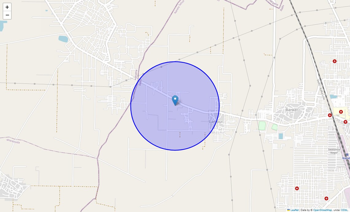 Location Map of Lampur, Delhi