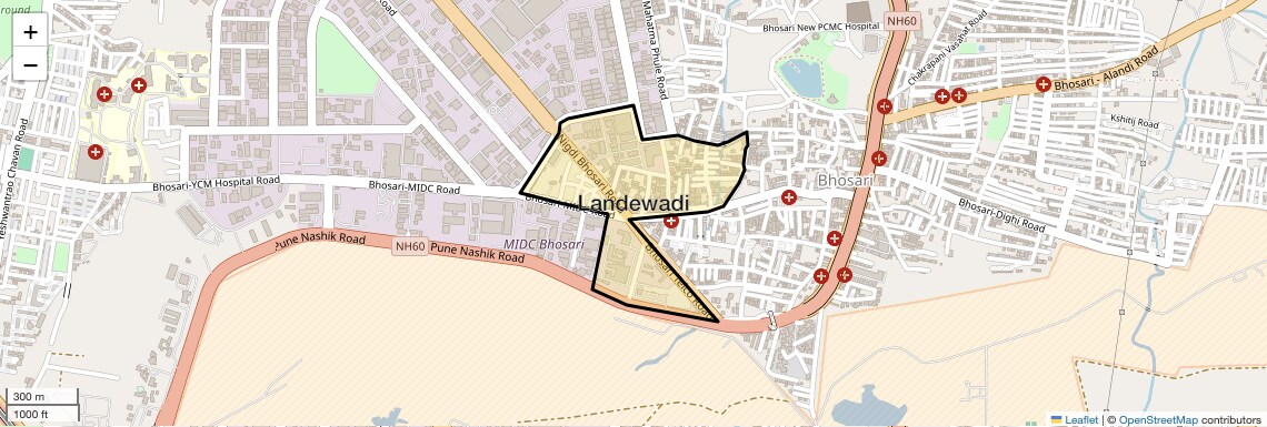 Location Map of Landewadi, Pune