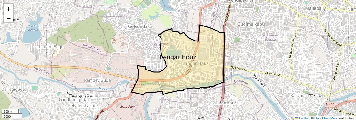 Location Map of Langar Houz, Hyderabad