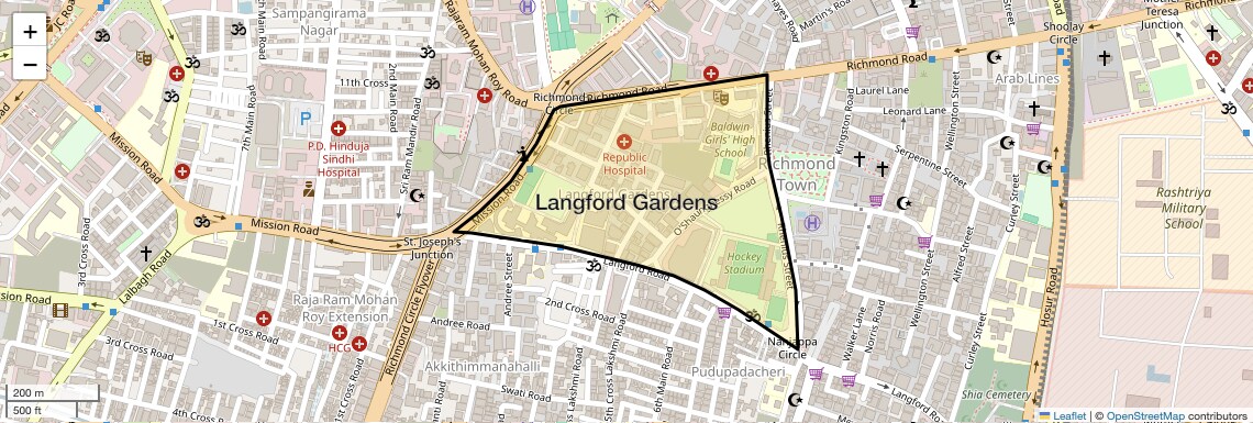 Location Map of Langford Gardens, Bangalore