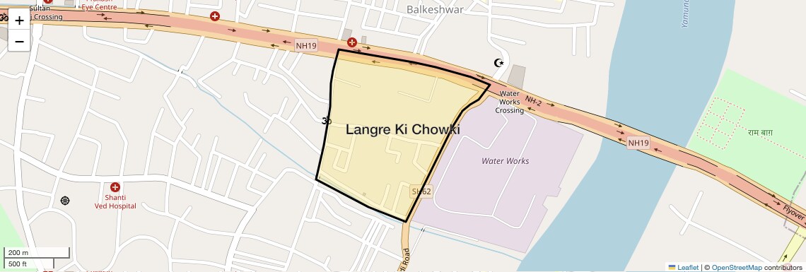 Location Map of Langre Ki Chowki, Agra