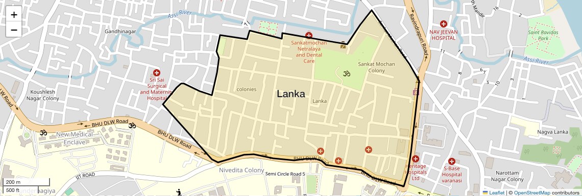 Location Map of Lanka, Varanasi