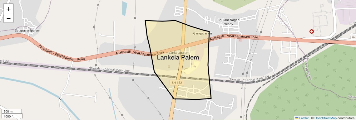 Location Map of Lankela Palem, Vizag