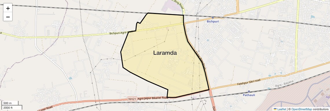 Location Map of Laramda, Agra
