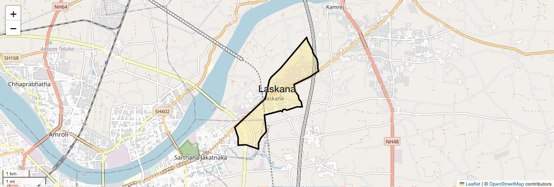 Location Map of Laskana, Surat