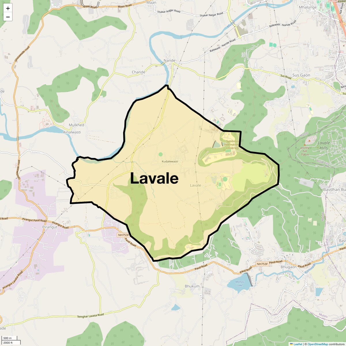 Location Map of Lavale, Pune