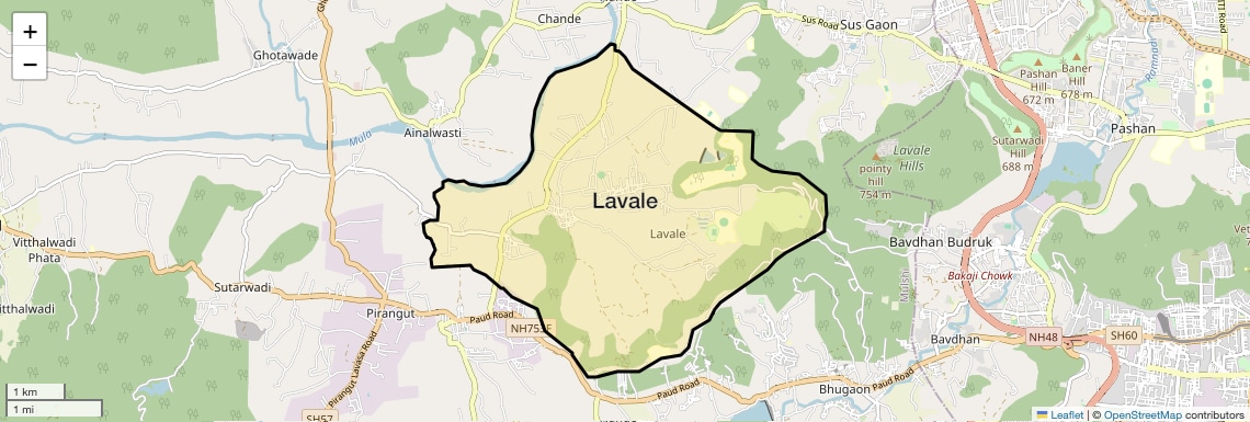 Location Map of Lavale, Pune