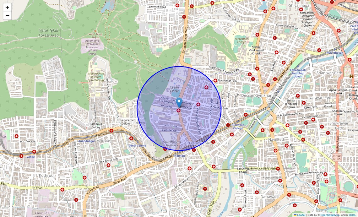 Location Map of Law College Road, Pune