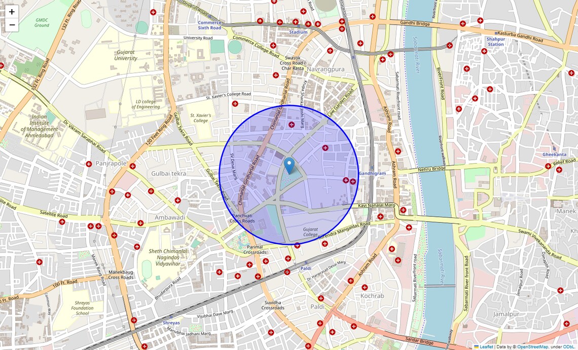 Location Map of Law Garden, Ahmedabad