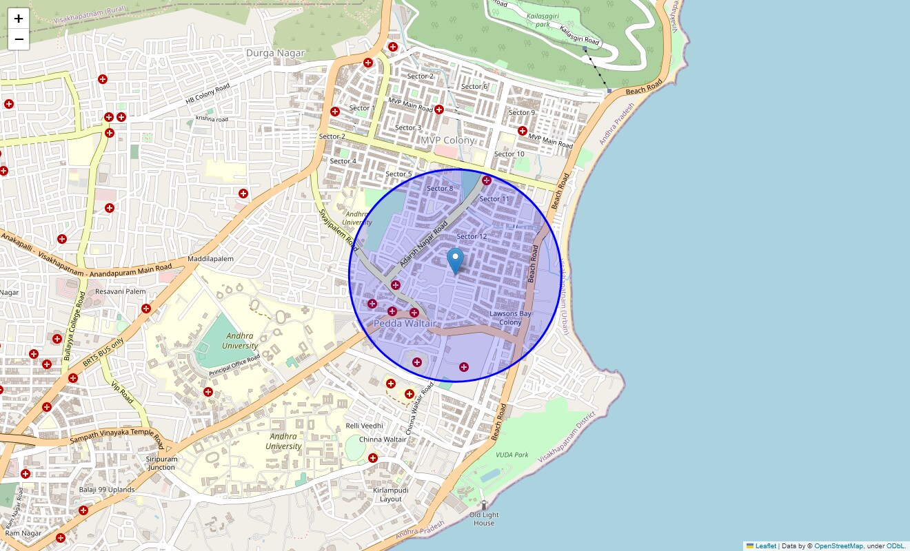 Location Map of Lawsons Bay Colony, Vizag