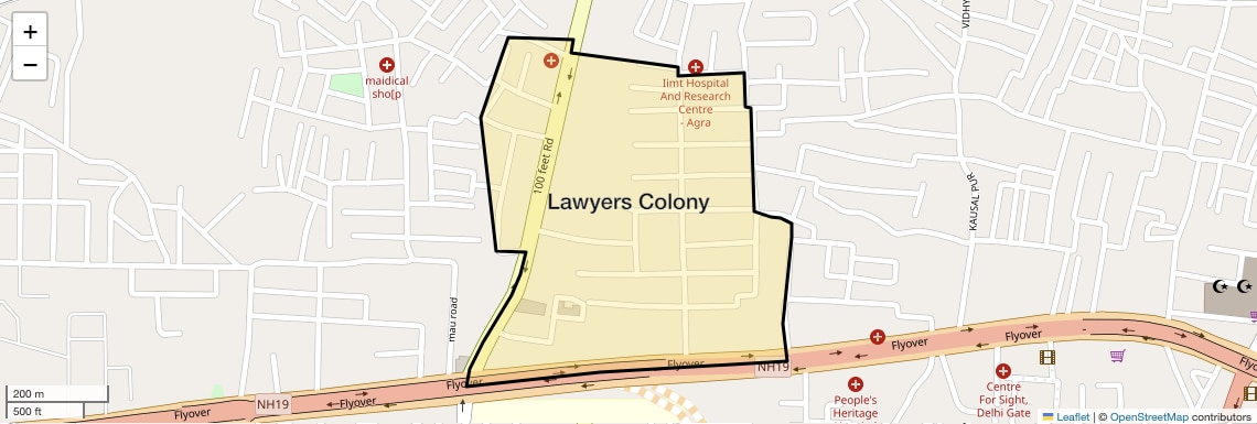 Location Map of Lawyers Colony, Agra