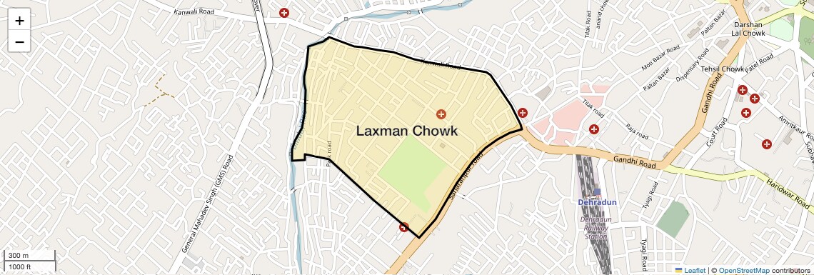 Location Map of Laxman Chowk, Dehradun