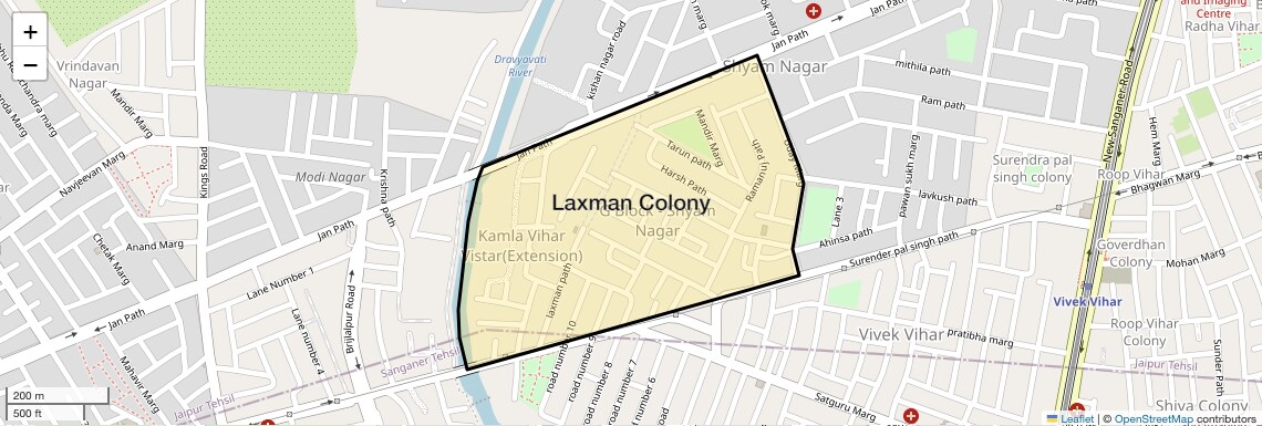 Location Map of Laxman Colony, Jaipur
