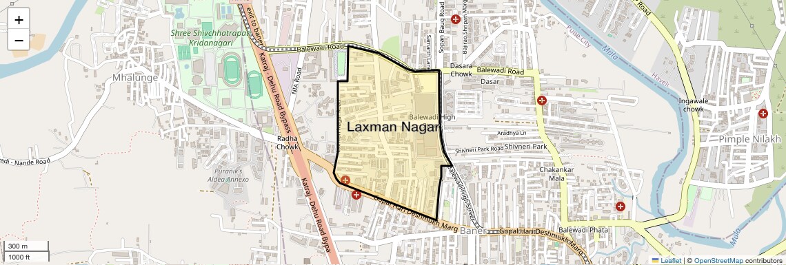 Location Map of Laxman Nagar, Pune