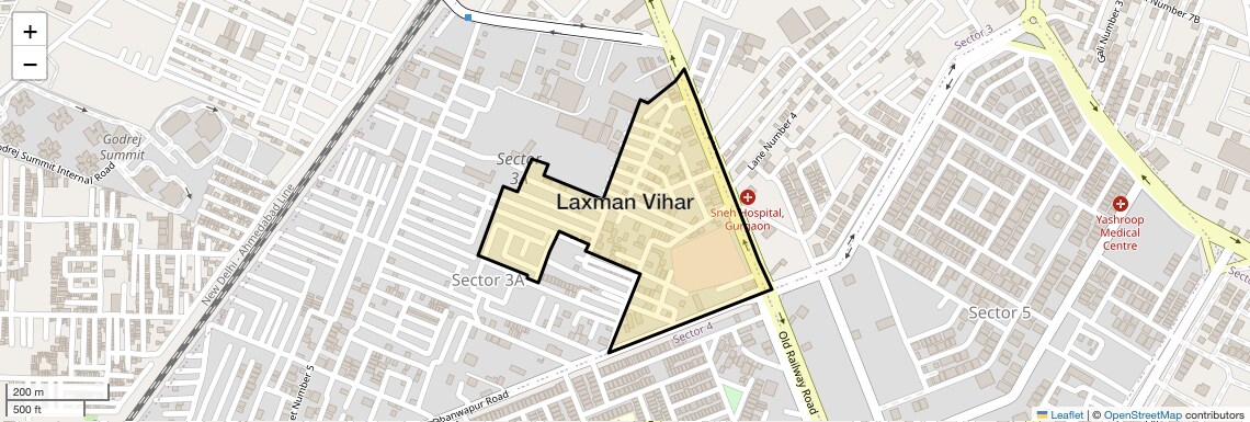 Location Map of Laxman Vihar, Gurgaon