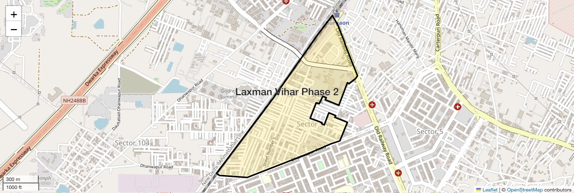 Location Map of Laxman Vihar Phase 2, Gurgaon