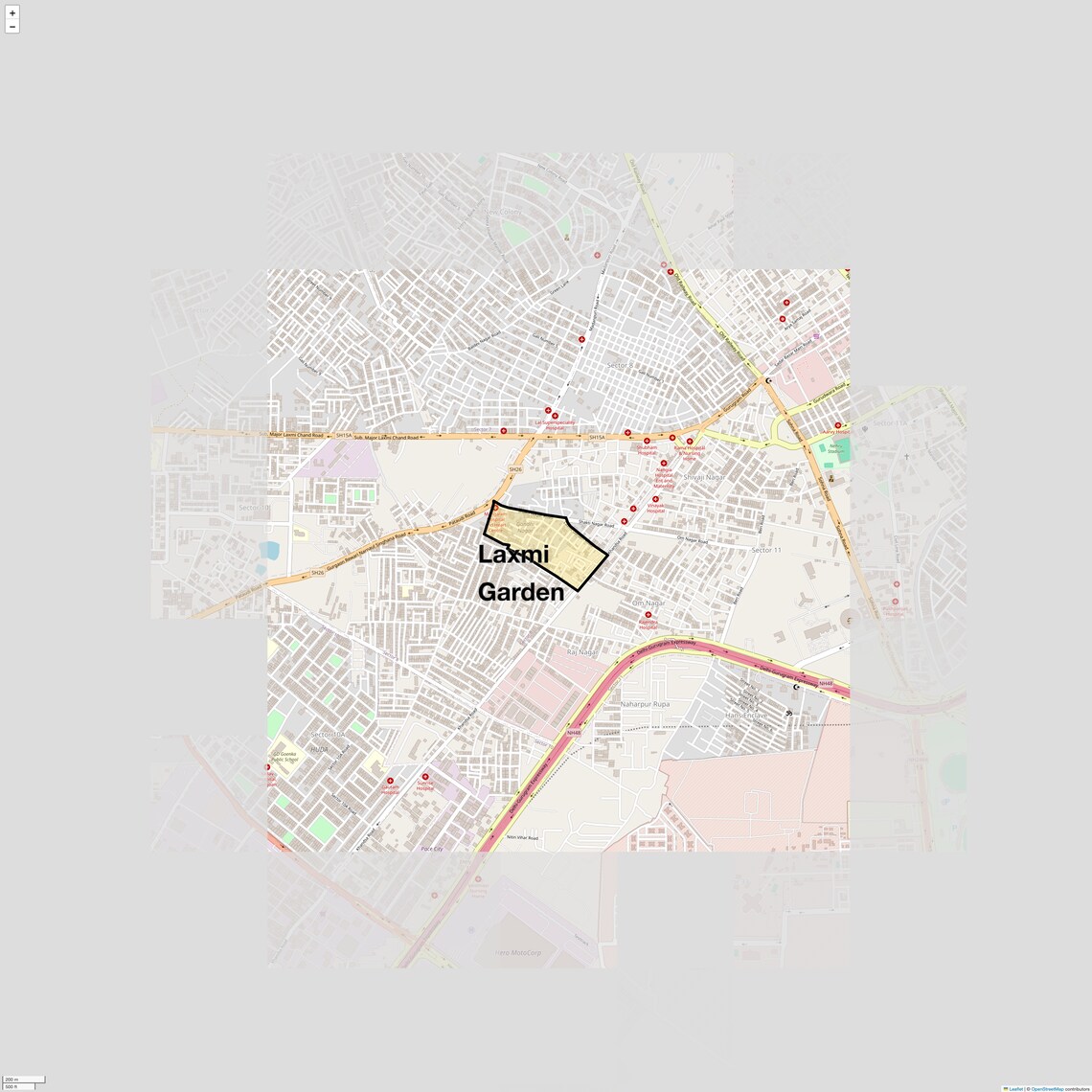 Location Map of Laxmi Garden, Gurgaon