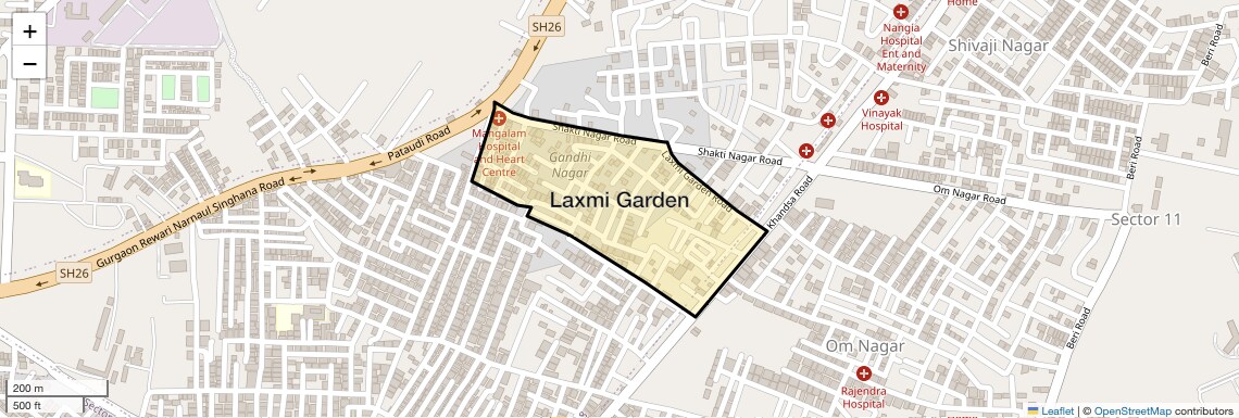 Location Map of Laxmi Garden, Gurgaon